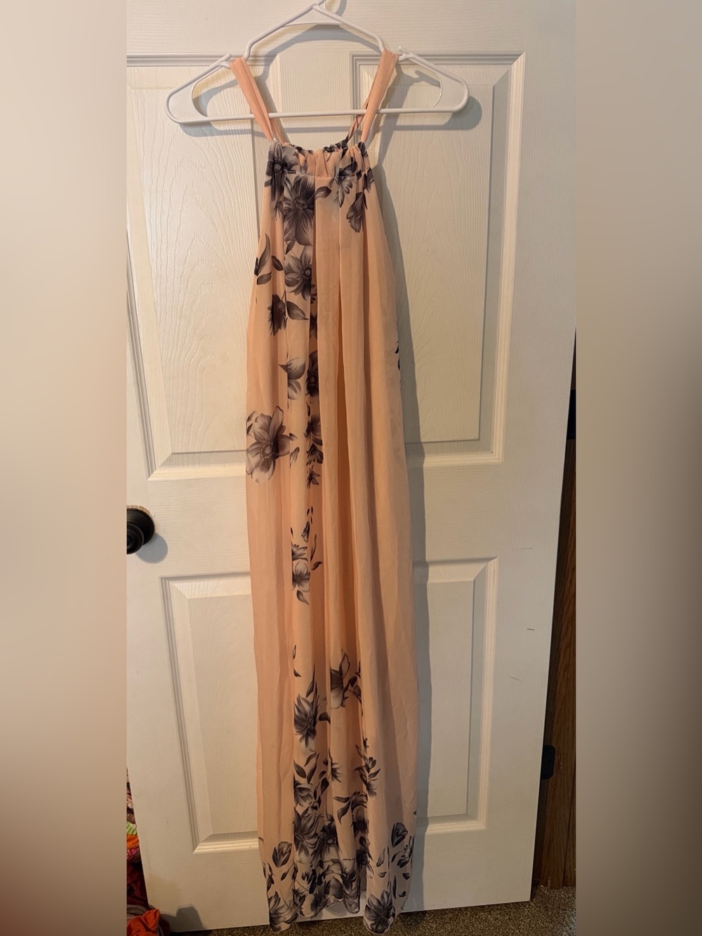 Peach Floral Chiffon Maxi dress